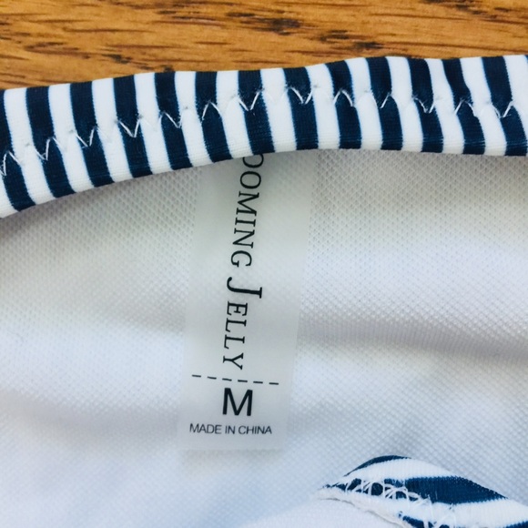 NEW Navy One Shoulder Striped Bottoms Bikini | M - Picture 4 of 5